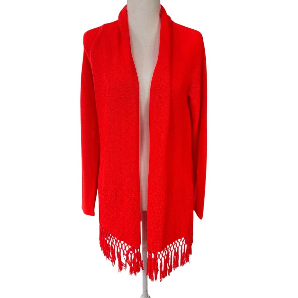Lilly Pulitzer Tatum Cardigan With Fringe Trim in Picante Coral Size Small